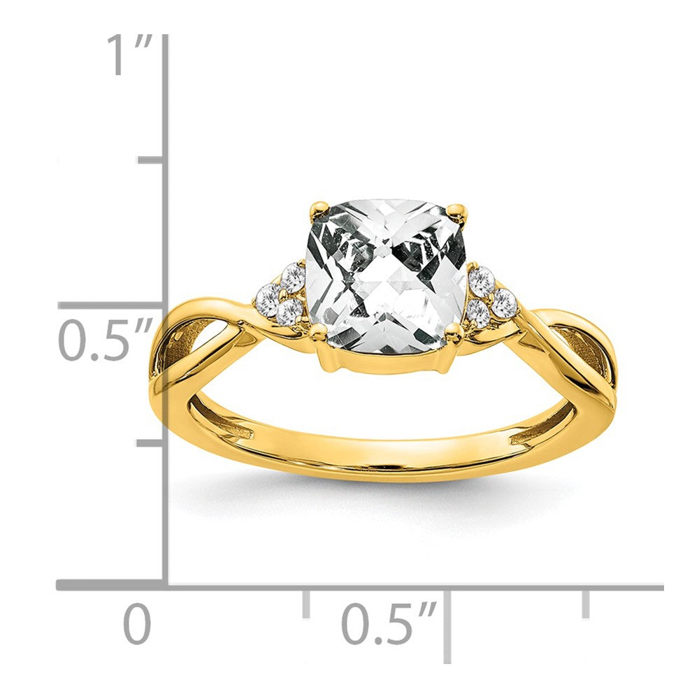 Cushion Checkerboard April/ Topaz and Diamond Ring - WBC