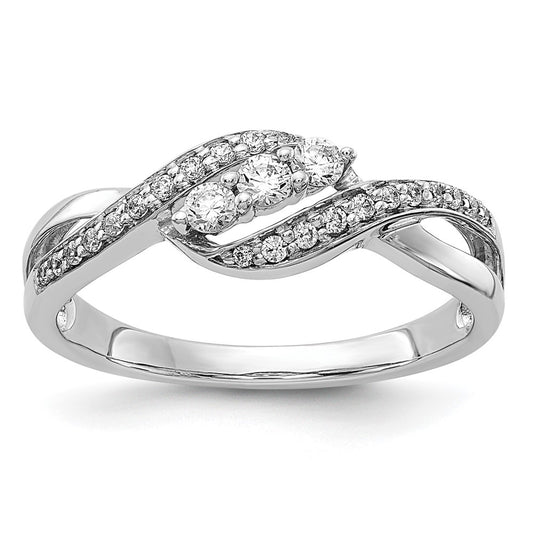 3-Stone 1/4 carat Diamond Bypass Ring - WBC