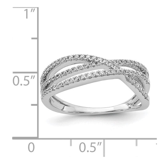 14K White Gold 1/4 ct Diamond 3-Strand Ring, 2–6mm Tapered