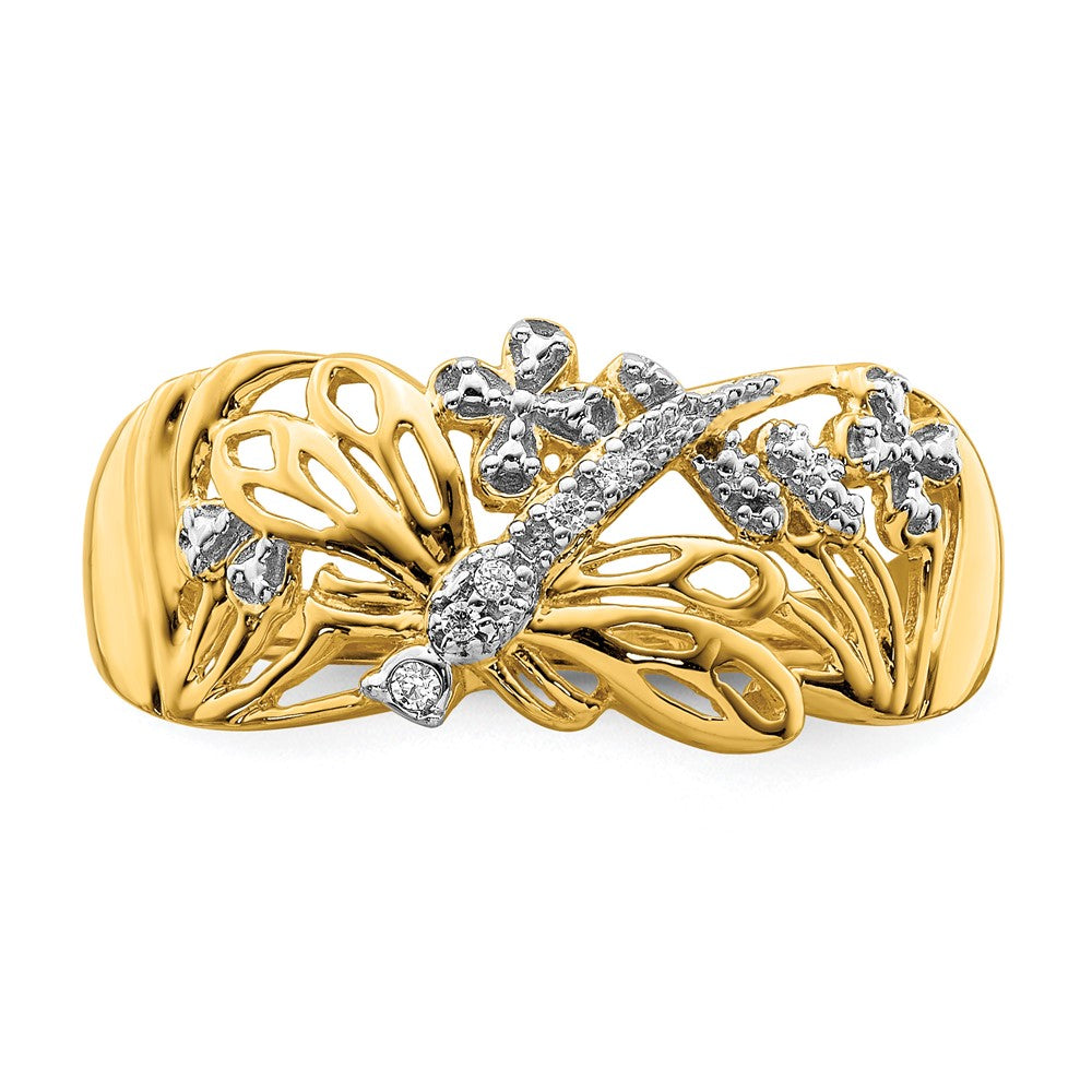 and Rhodium Diamond Dragonfly Ring - WBC