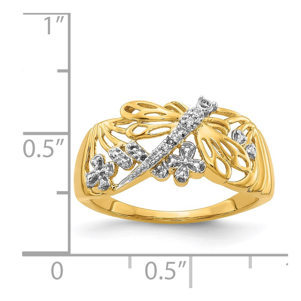 and Rhodium Diamond Dragonfly Ring - WBC