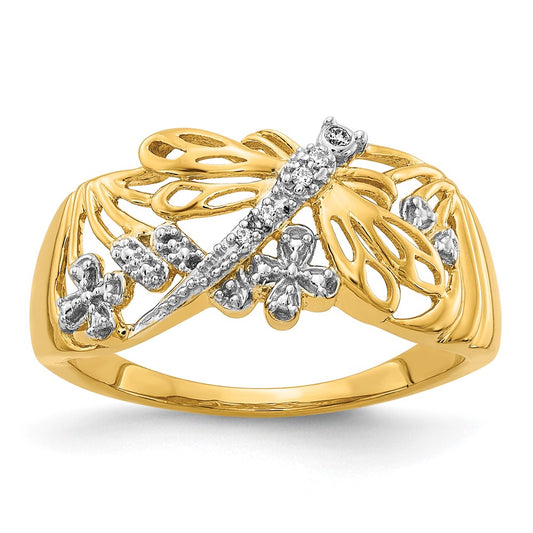 and Rhodium Diamond Dragonfly Ring - WBC