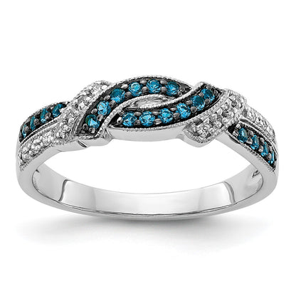 with Black Rhodium 1/4 carat and Blue Diamond Swirl Ring - WBC