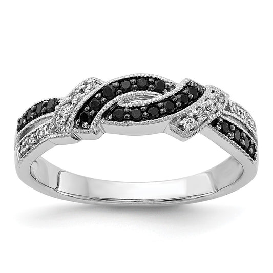 with Black Rhodium 1/4 carat and Black Diamond Swirl Ring - WBC
