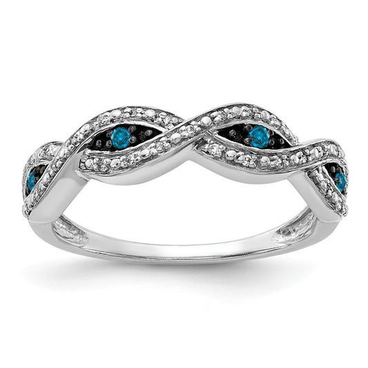 1/6 carat and Blue Diamond Twist Ring - WBC