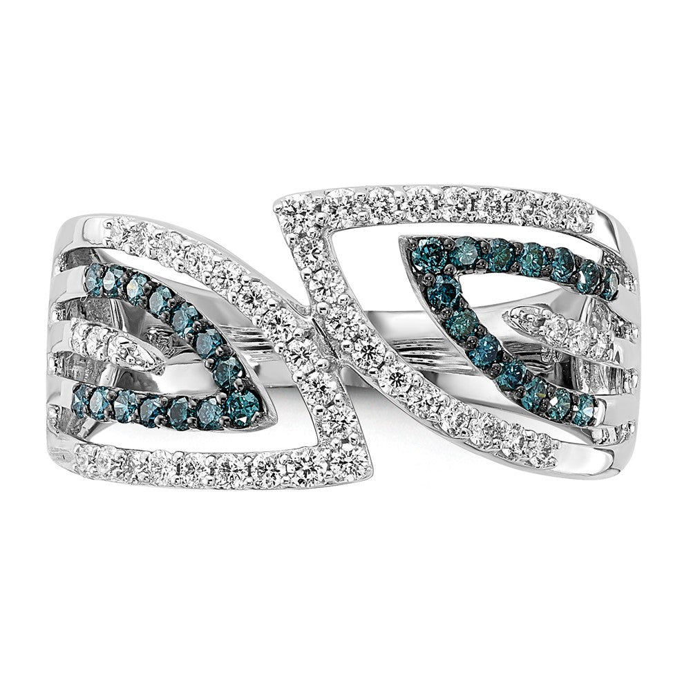 1/2 carat Blue and Diamond Fancy Bypass Ring - WBC