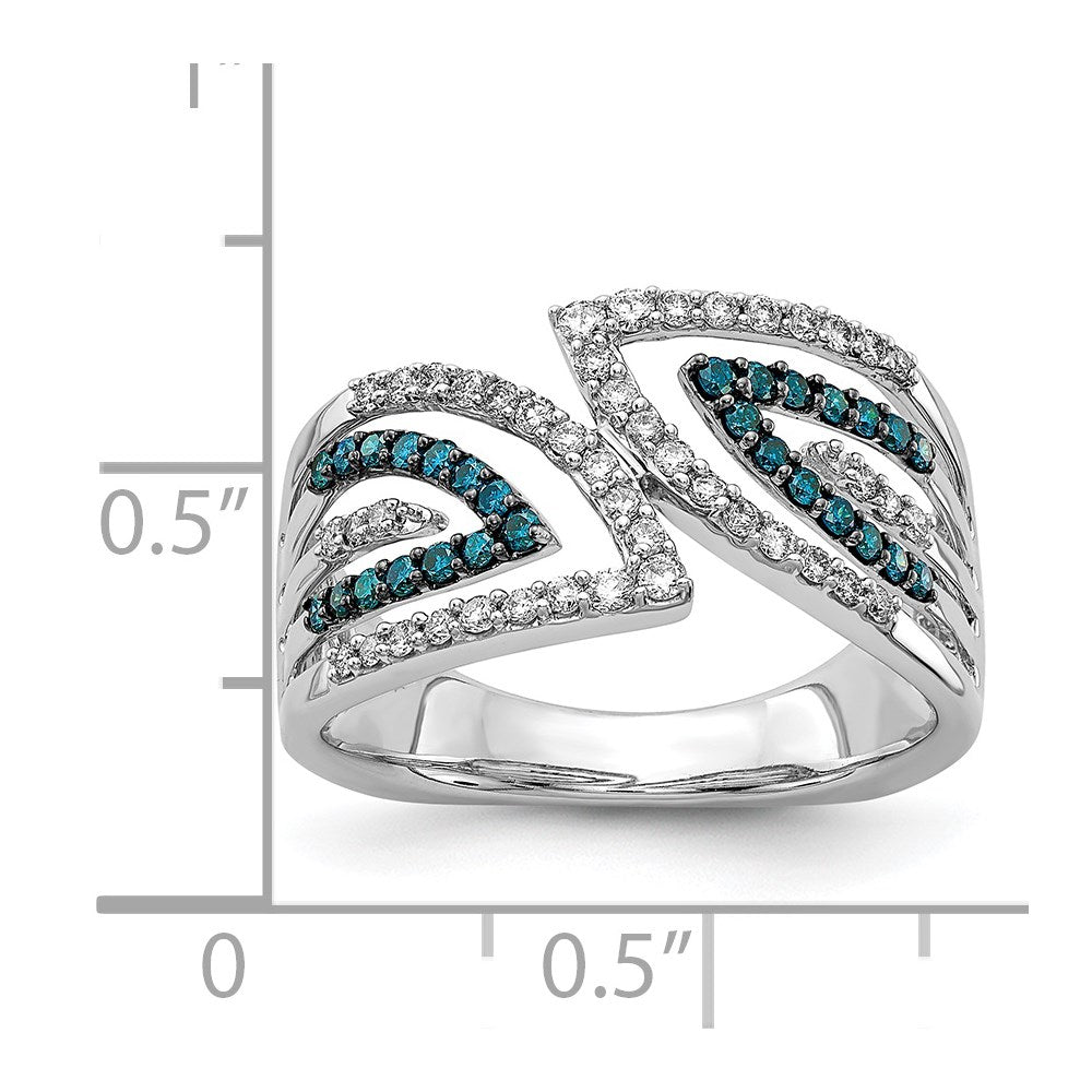 1/2 carat Blue and Diamond Fancy Bypass Ring - WBC