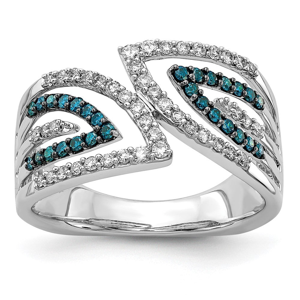 1/2 carat Blue and Diamond Fancy Bypass Ring - WBC