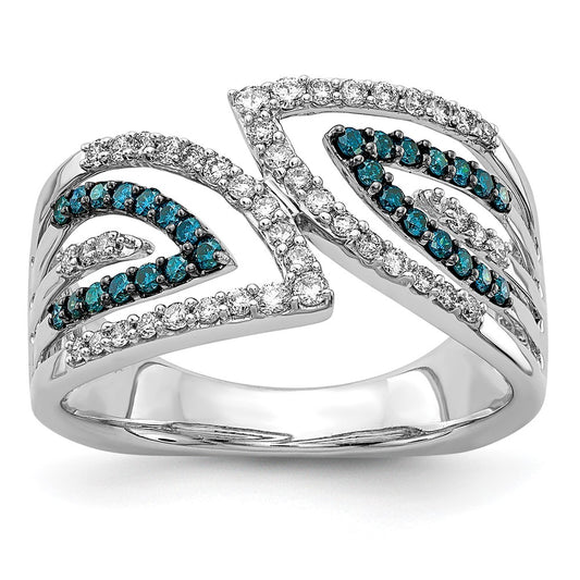 1/2 carat Blue and Diamond Fancy Bypass Ring - WBC