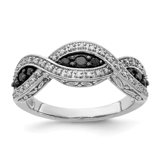 3/8 carat and Black Diamond Twist Ring - WBC