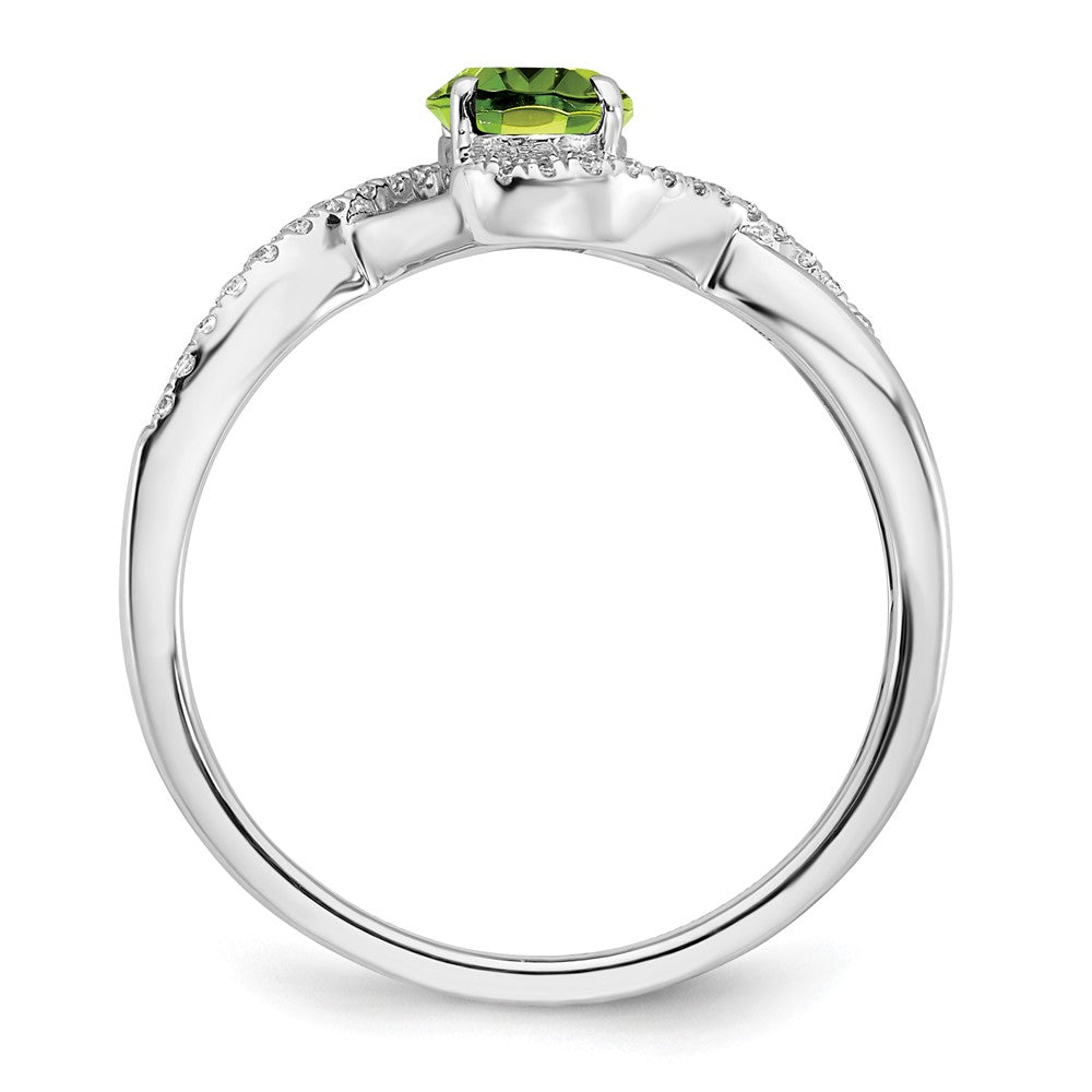Oval Peridot and 1/10 carat Diamond Twist Ring - WBC