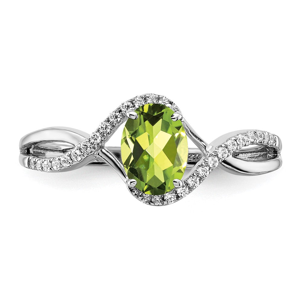 Oval Peridot and 1/10 carat Diamond Twist Ring - WBC