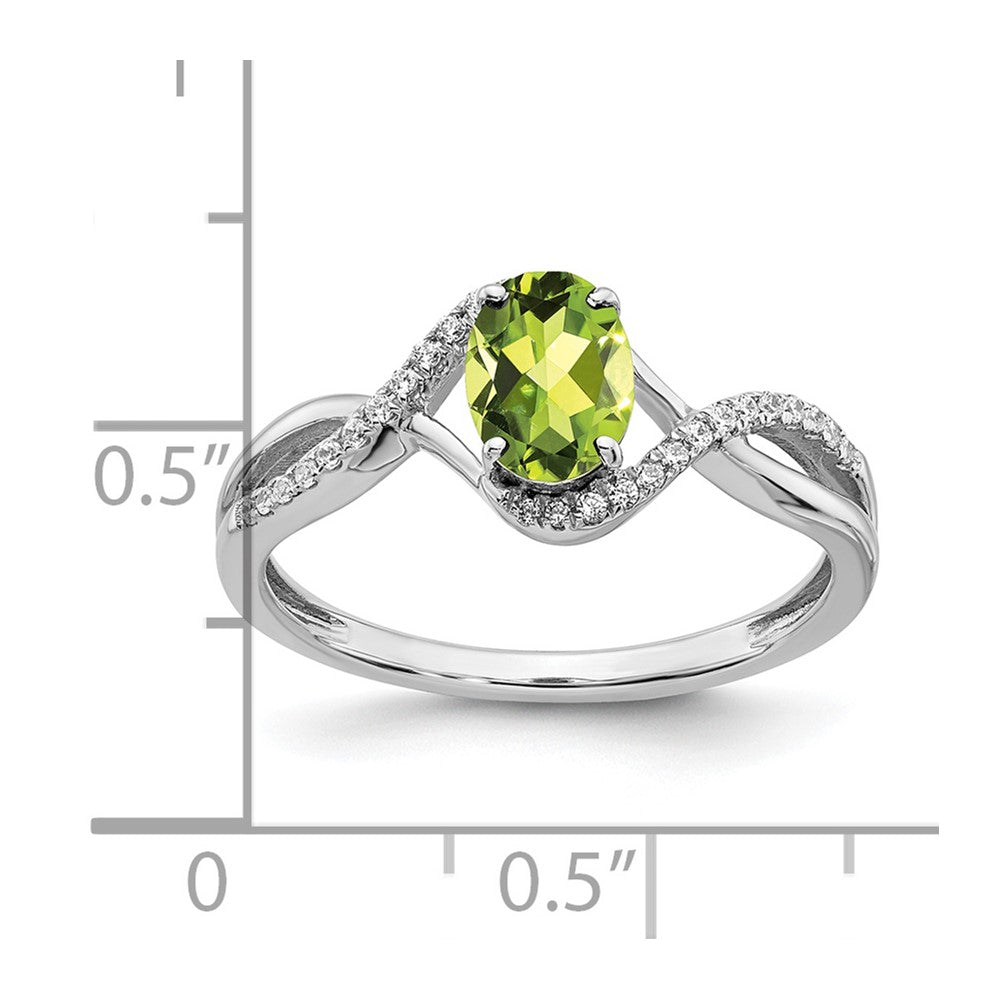 Oval Peridot and 1/10 carat Diamond Twist Ring - WBC