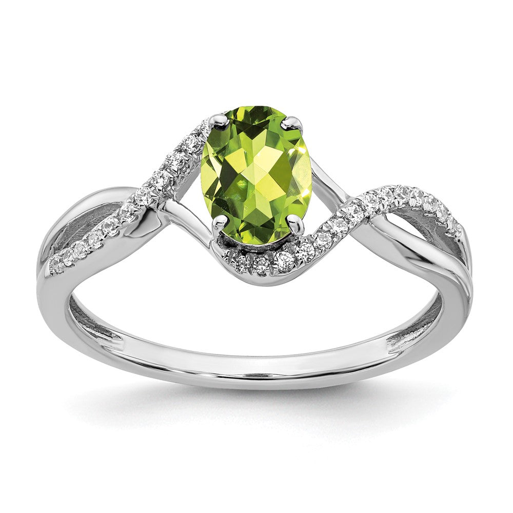 Oval Peridot and 1/10 carat Diamond Twist Ring - WBC