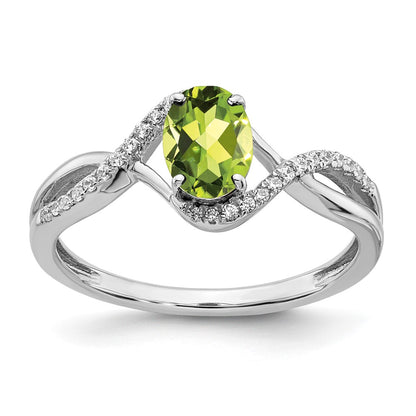 Oval Peridot and 1/10 carat Diamond Twist Ring - WBC