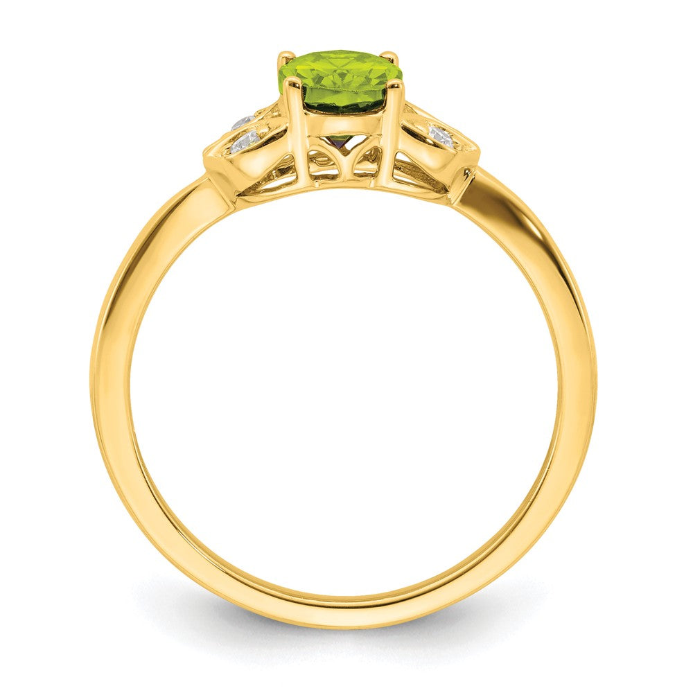 7x5 Oval Peridot and 1/20 carat Diamond Ring - WBC