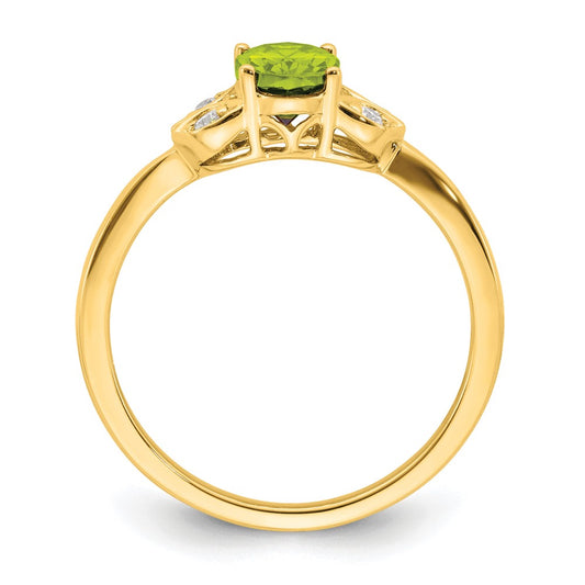 7x5 Oval Peridot and 1/20 carat Diamond Ring - WBC