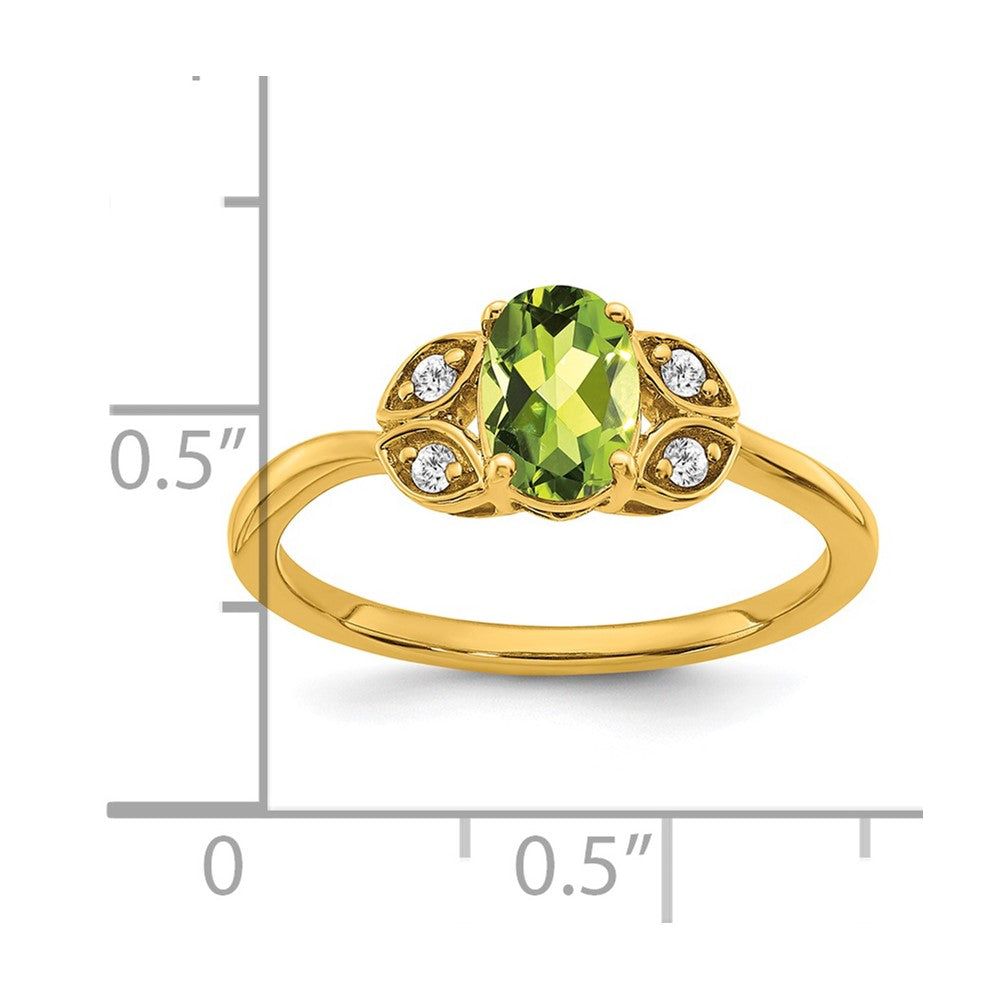 7x5 Oval Peridot and 1/20 carat Diamond Ring - WBC