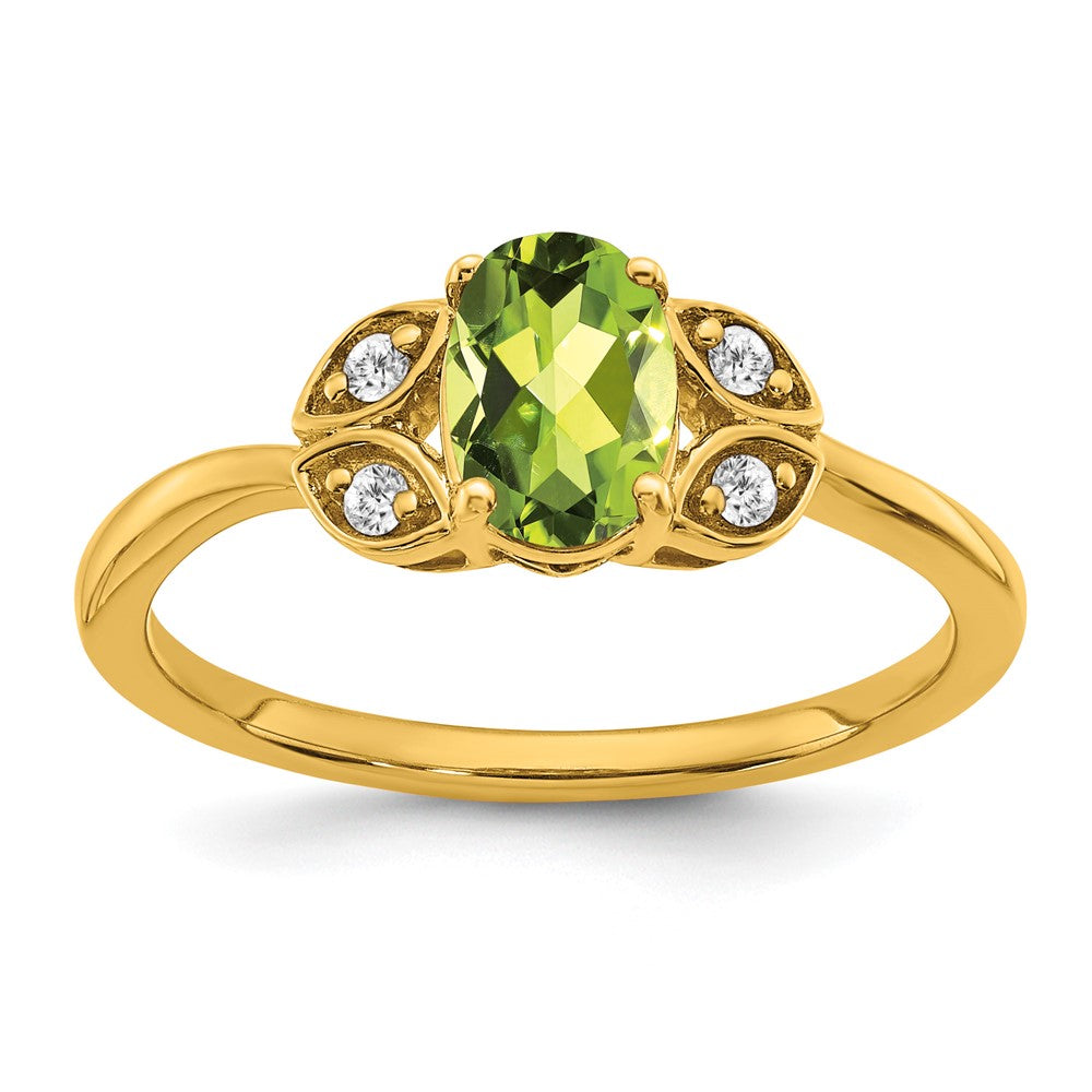 7x5 Oval Peridot and 1/20 carat Diamond Ring - WBC