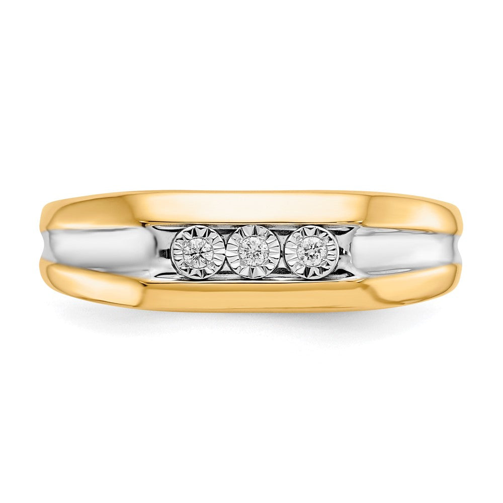IB Goodman and Rhodium 1/20 carat Diamond 3-stone Mens Ring - WBC