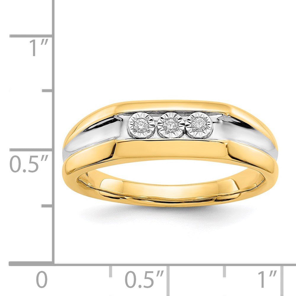 IB Goodman and Rhodium 1/20 carat Diamond 3-stone Mens Ring - WBC