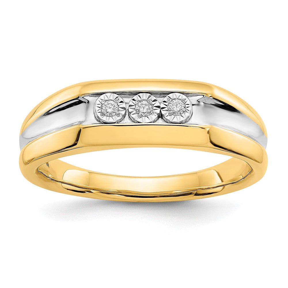 IB Goodman and Rhodium 1/20 carat Diamond 3-stone Mens Ring - WBC