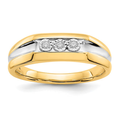 IB Goodman and Rhodium 1/20 carat Diamond 3-stone Mens Ring - WBC