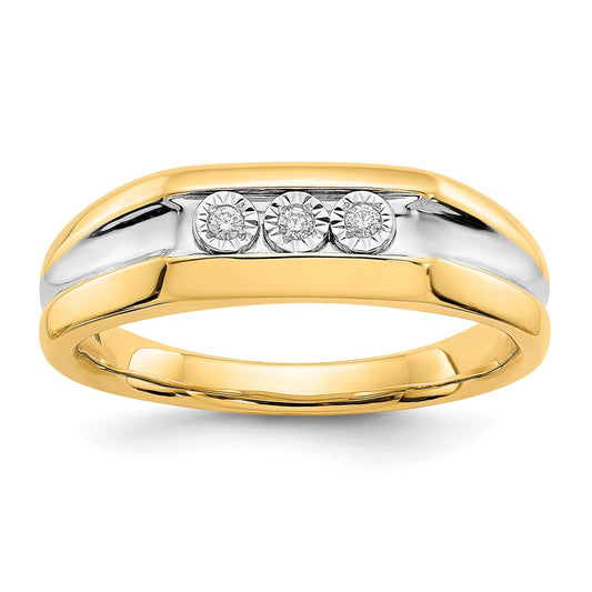 IB Goodman and Rhodium 1/20 carat Diamond 3-stone Mens Ring - WBC