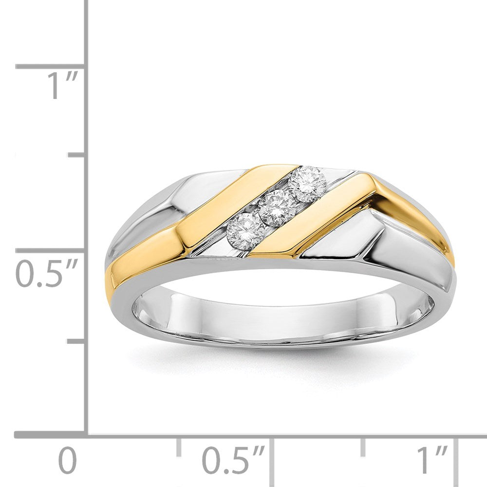 IB Goodman Two-tone 1/6 carat Diamond 3-stone Mens Ring - WBC