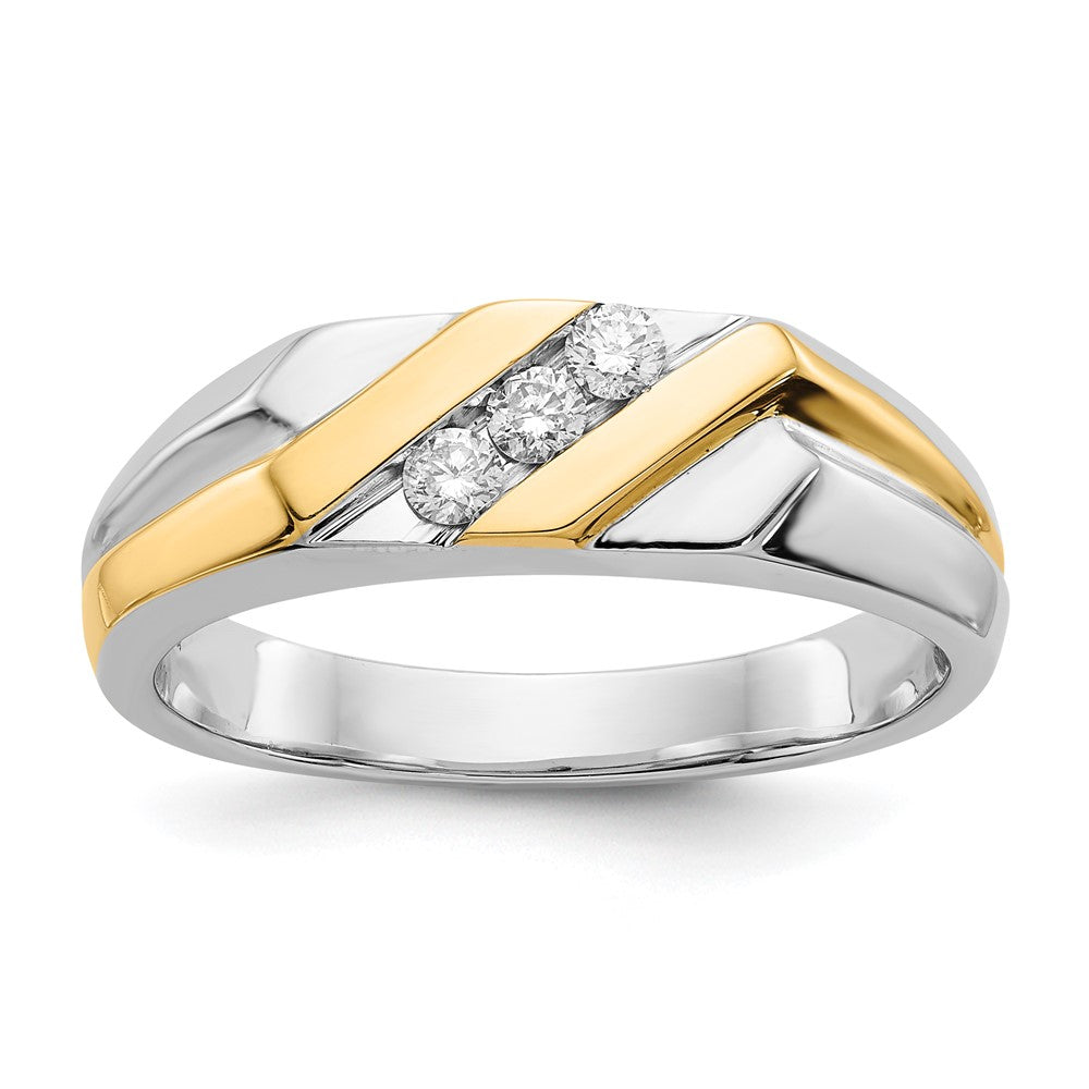 IB Goodman Two-tone 1/6 carat Diamond 3-stone Mens Ring - WBC