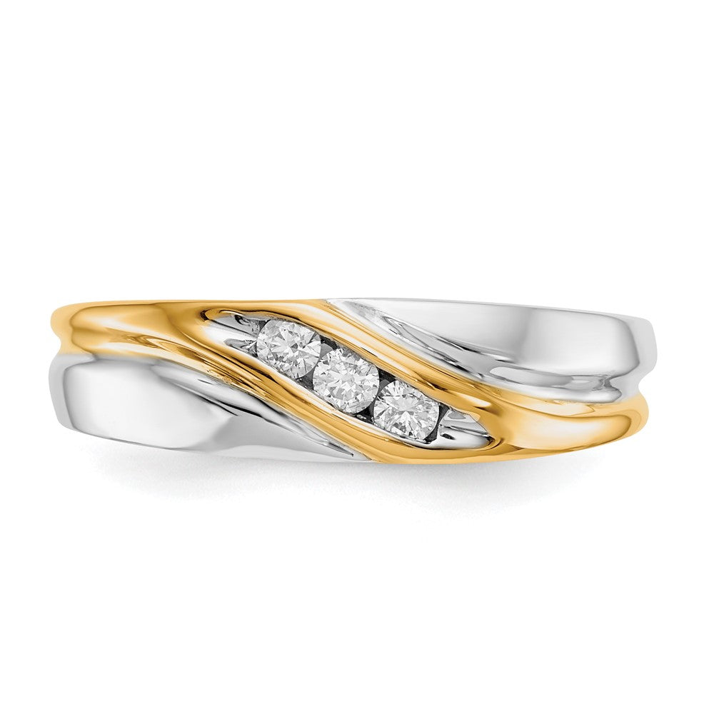IB Goodman Two-tone 1/6 carat Diamond 3-stone Mens Ring - WBC
