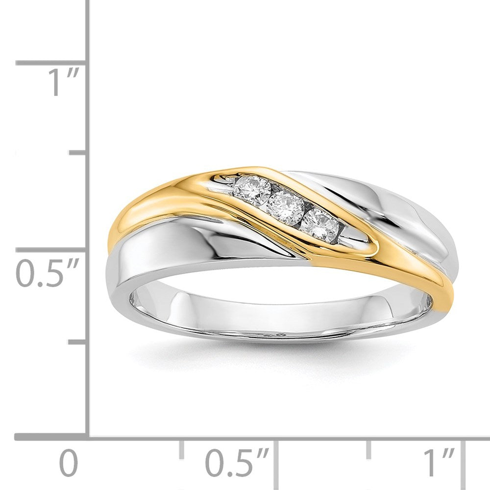 IB Goodman Two-tone 1/6 carat Diamond 3-stone Mens Ring - WBC