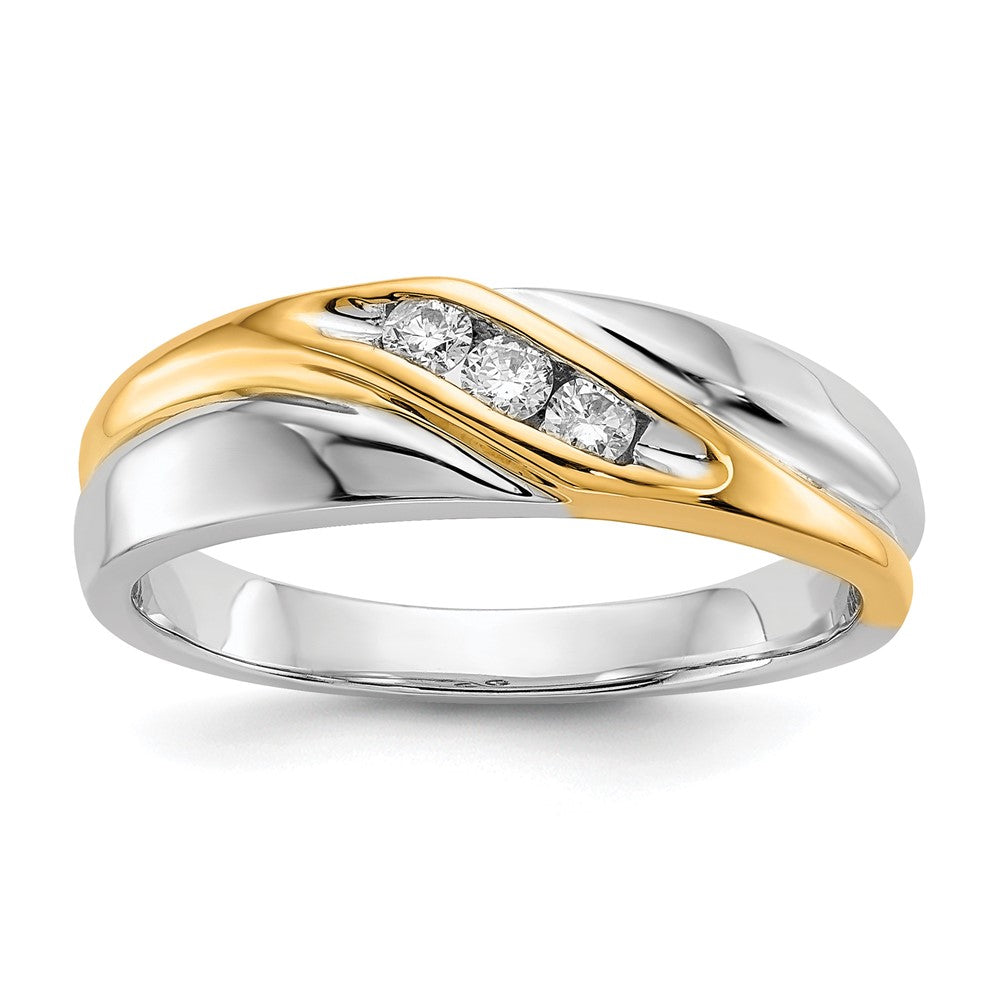 IB Goodman Two-tone 1/6 carat Diamond 3-stone Mens Ring - WBC