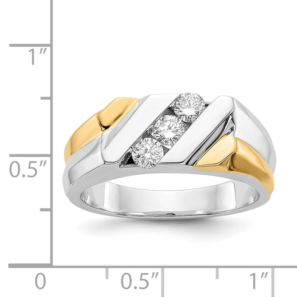 IB Goodman Two-tone 1/2 carat Diamond 3-stone Mens Ring - WBC
