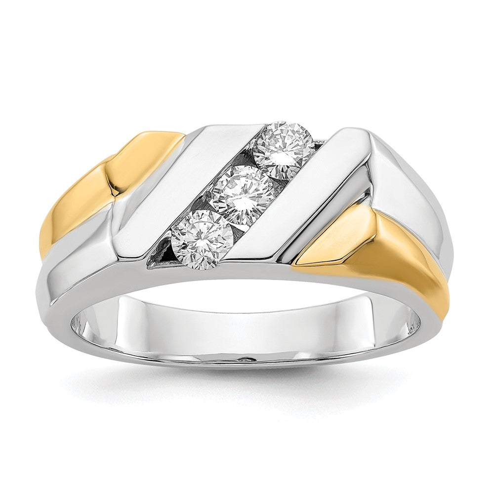 IB Goodman Two-tone 1/2 carat Diamond 3-stone Mens Ring - WBC