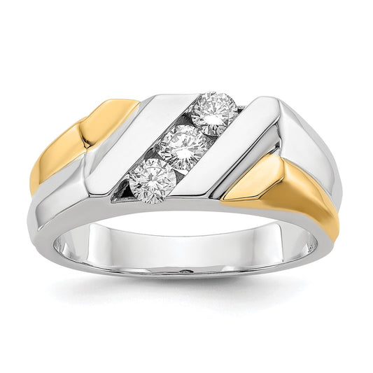 IB Goodman Two-tone 1/2 carat Diamond 3-stone Mens Ring - WBC