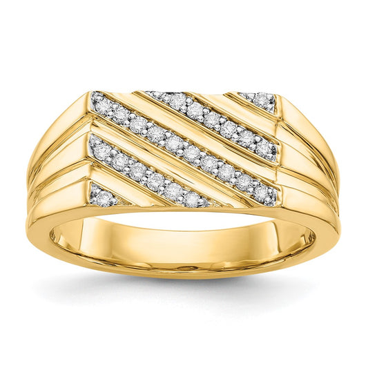IB Goodman 1/4 carat Diamond Diagonal Stripe Mens Ring - WBC
