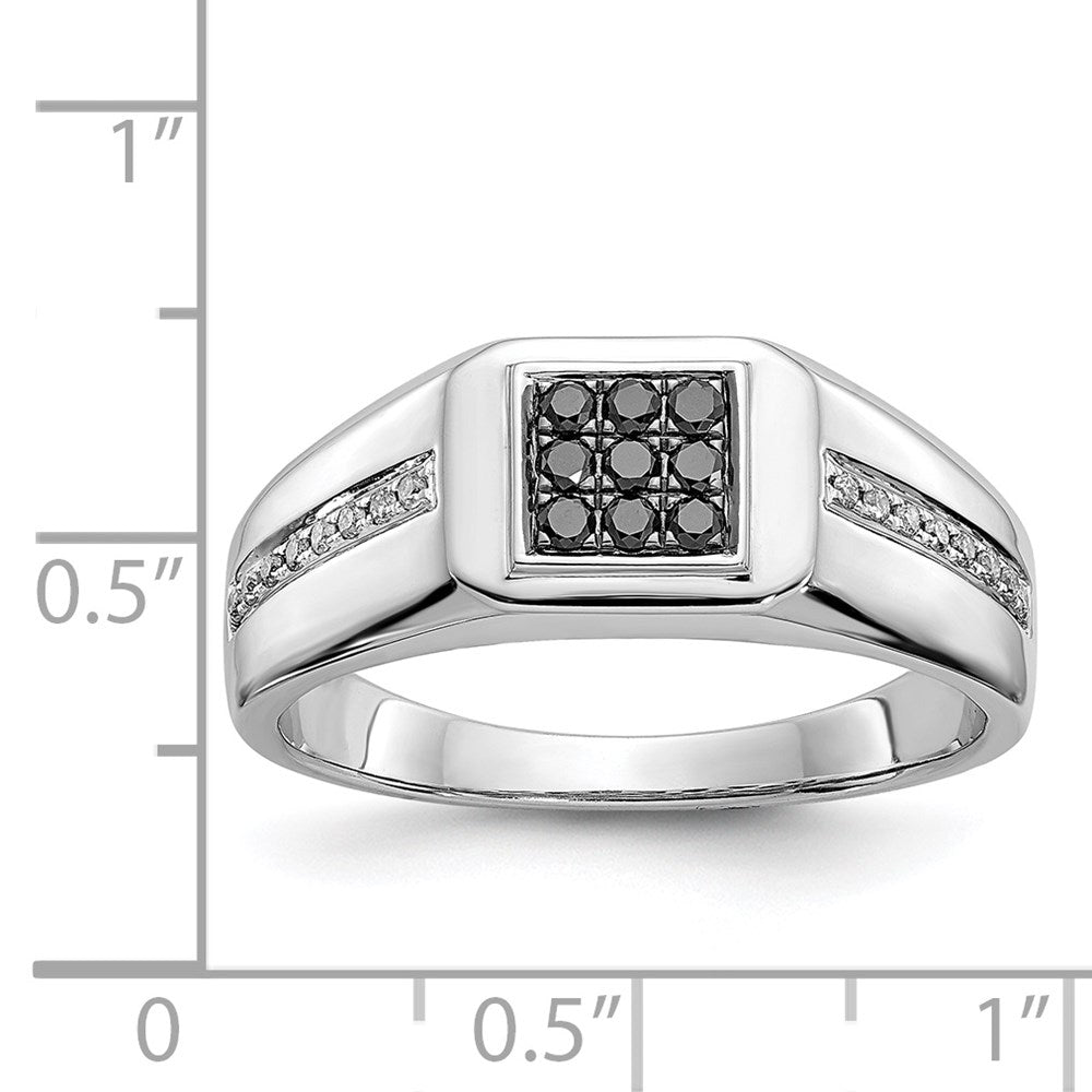 IB Goodman 1/4 carat and Black Diamond Square Cluster Mens Ring - WBC