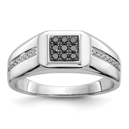 IB Goodman 1/4 carat and Black Diamond Square Cluster Mens Ring - WBC