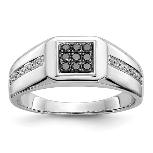 IB Goodman 1/4 carat and Black Diamond Square Cluster Mens Ring - WBC