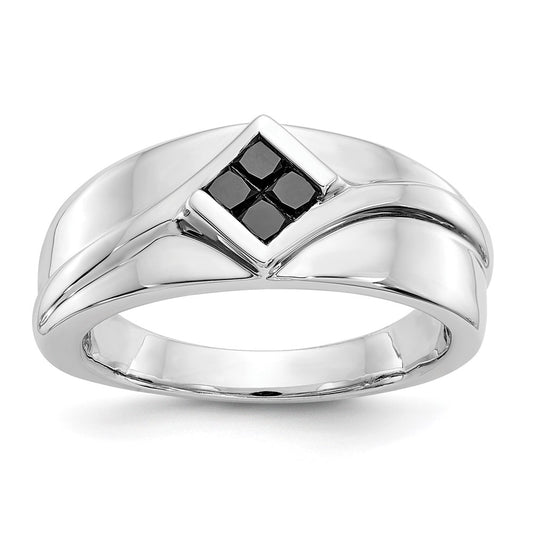 IB Goodman 3/8 carat Black Diamond Square Cluster Mens Ring - WBC