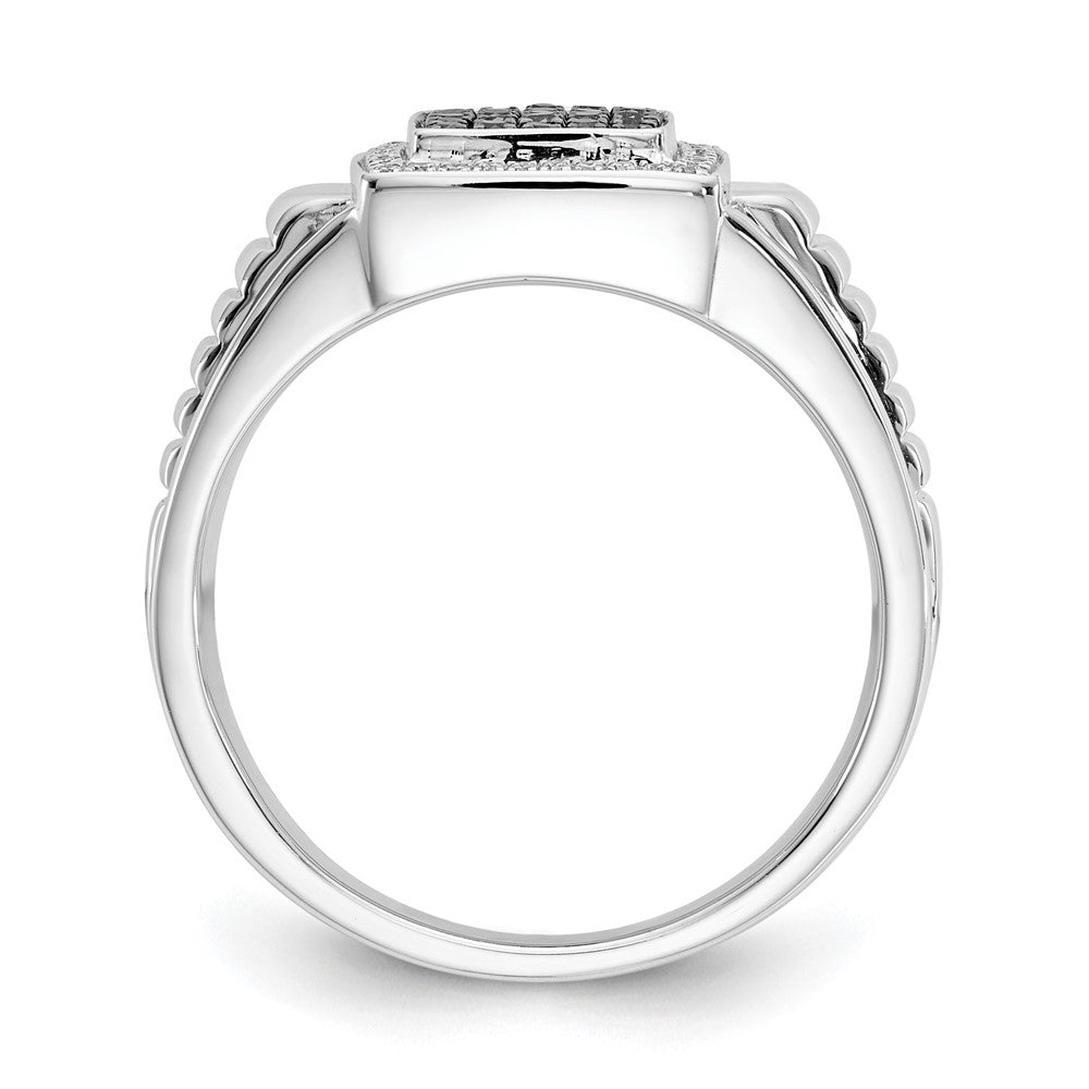 IB Goodman 1/3 carat Black and Diamond Square Cluster Mens Ring - WBC