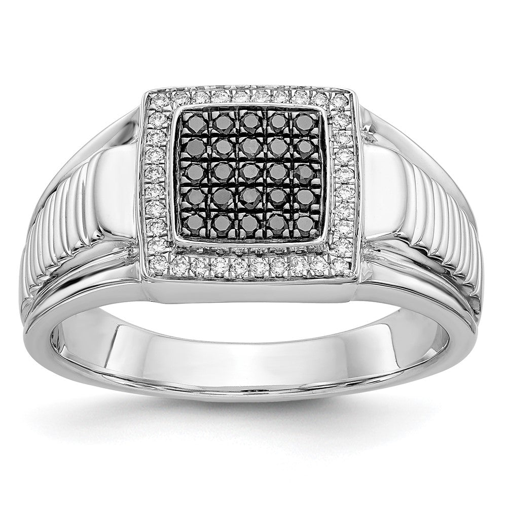 IB Goodman 1/3 carat Black and Diamond Square Cluster Mens Ring - WBC
