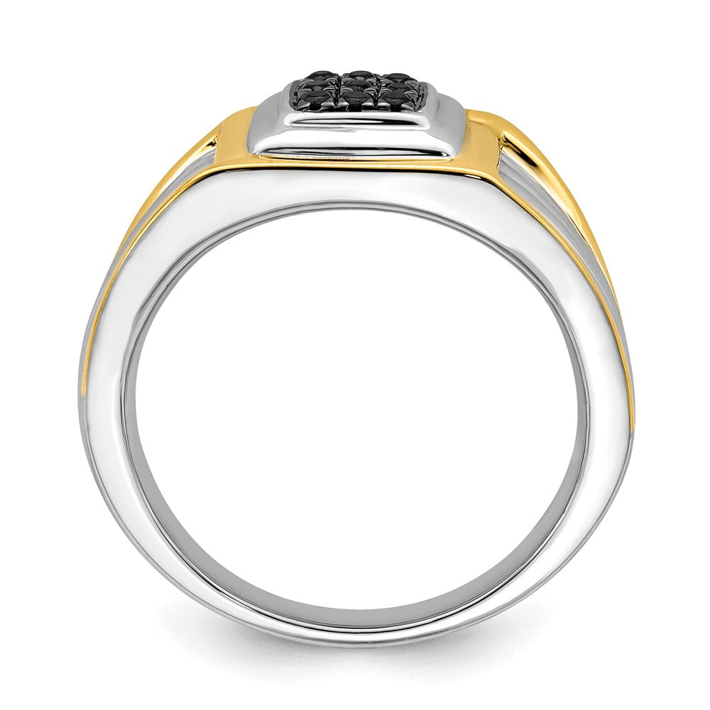 IB Goodman Two-tone 1/6 carat Black Diamond Square Cluster Mens Ring - WBC