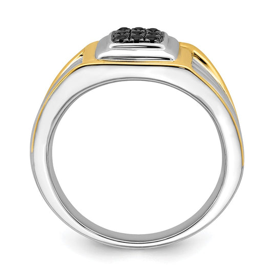 IB Goodman Two-tone 1/6 carat Black Diamond Square Cluster Mens Ring - WBC