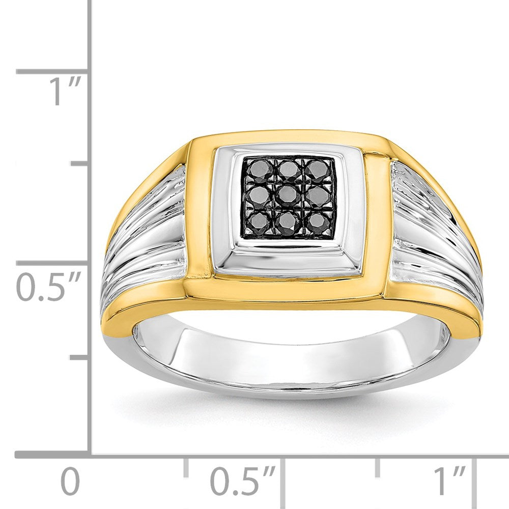 IB Goodman Two-tone 1/6 carat Black Diamond Square Cluster Mens Ring - WBC