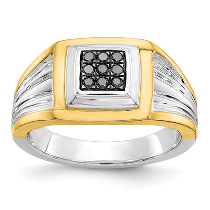 IB Goodman Two-tone 1/6 carat Black Diamond Square Cluster Mens Ring - WBC