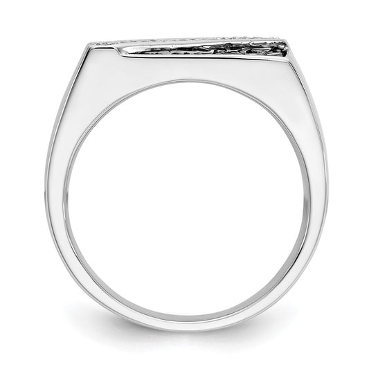 IB Goodman 1/2 carat Black and Diamond Cluster Diagonal Stripe Mens Ring - WBC