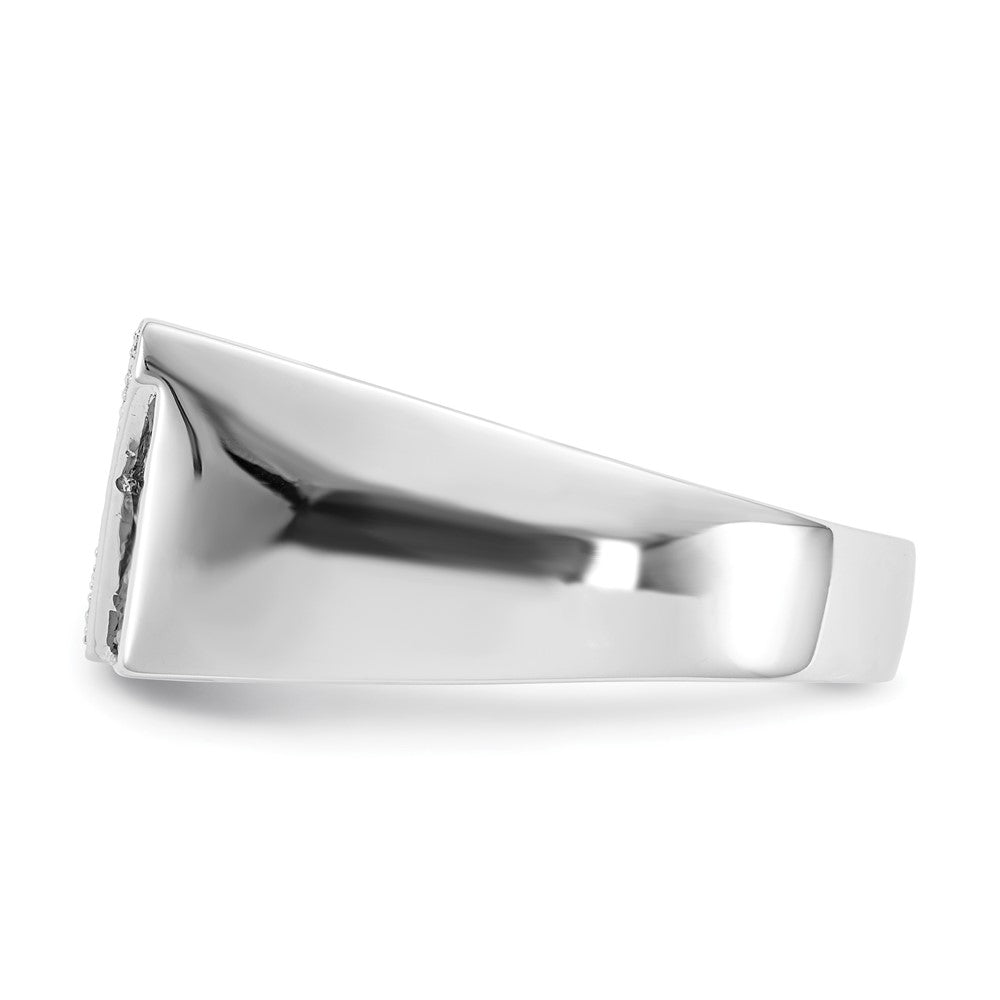 IB Goodman 1/2 carat Black and Diamond Cluster Diagonal Stripe Mens Ring - WBC