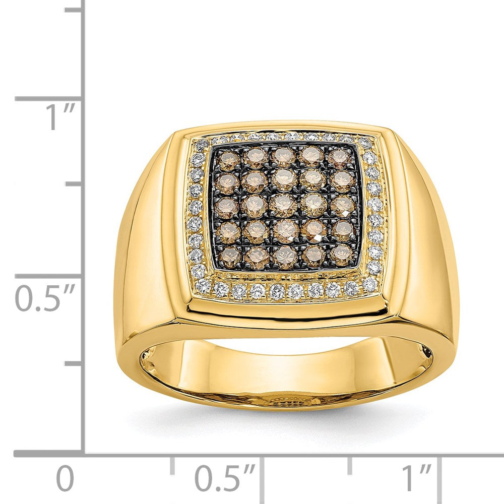 IB Goodman 7/8 carat Champagne and Diamond Cluster Mens Ring - WBC